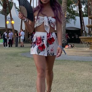 Floral two piece set (mini tube top & shorts)